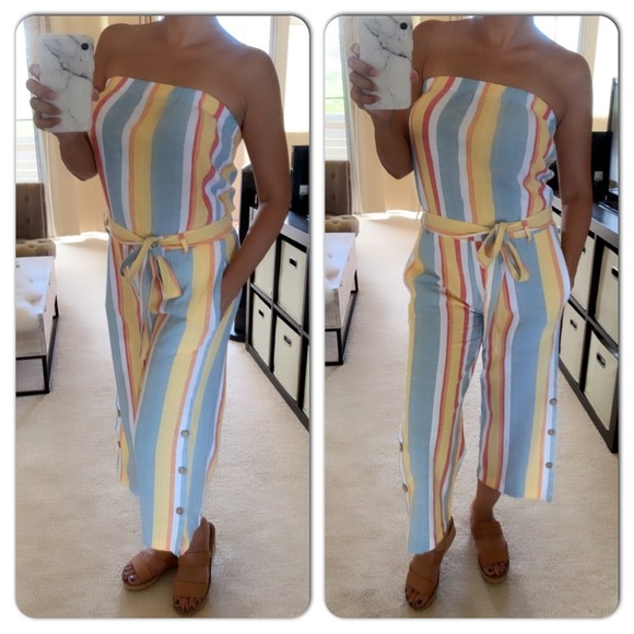 Vintage Havana Cold Shoulder Jumpsuit w/Metallic Stripe main image 1